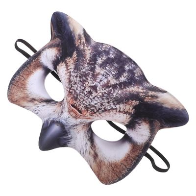 Beaupretty Owl Half Face Mask Brown Animal Face for Women Halloween Festival Party Cosplay Accessory