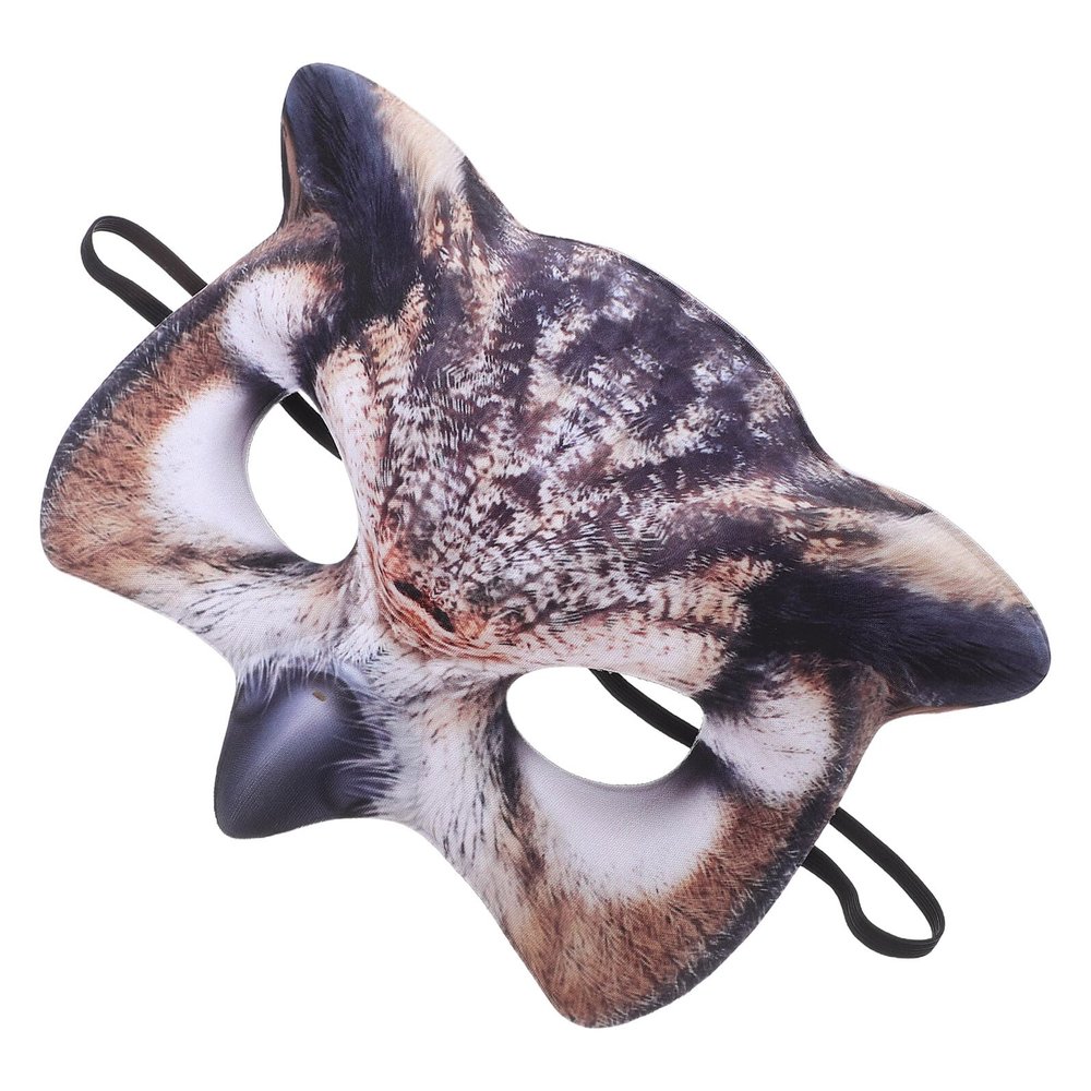 Beaupretty Owl Half Face Mask Brown Animal Face for Women Halloween Festival Party Cosplay Accessory