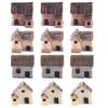 12Pcs Miniature House for Crafts, Fairy Gardens Stone Resin Mini House - for Yard Bonsai Micro Landscape DecorationMiniature view 1