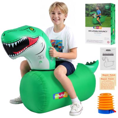 Whubefy Inflatable Bouncy Horse for Kids, 220lbs Capacity Ride-On Toys with Pump, Puncture-Resistant Saddle Design, Indoor/Outdoor Jumping Horse for Girls Boys Ages 5+ (Dinosaur, 1 PCS)