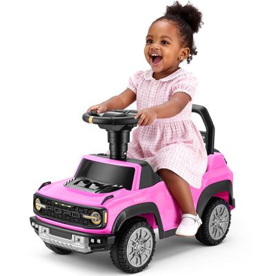 First Ride On Licensed Ford Bronco Raptor Toddler Push Car, Toddler Foot-to-Floor Ride on Car w/Horn, Music and Hidden Storage, Push Around Buggy for Toddlers 1-3, Toddler Ride on Toy for Girls (Pink)
