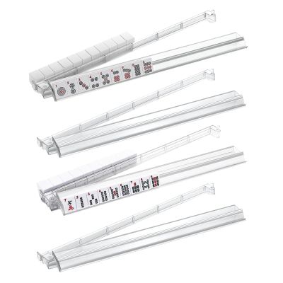 4pcs Mahjongg Accessories Mahjong Tile Holder Rack with Pushers, Compact Secure Fit, Sturdy Material | Game Set for Mahjong Players Family Gathering Party Social Club Birthday Themed Event Home
