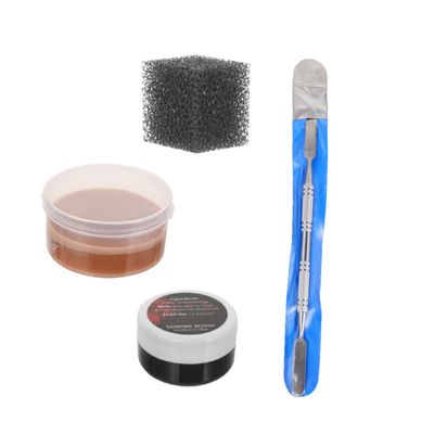 POPETPOP 4pcs Special Effects Skin Wax Set for Halloween Makeup Fake Wound and Scar Makeup Wax with Stipple Sponge Face Painting Kit for Costume and Stage Use