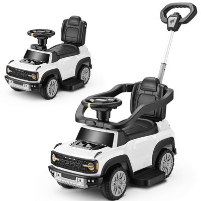 First Ride On Licensed Ford Bronco Raptor Baby Push Car for Toddlers 1-3, 3-in-1 Toddler Push Car w/Adjustable Handle, Safety Rails, Music and Horn, Outdoor Stroller, Toddler Ride on Toy (White)