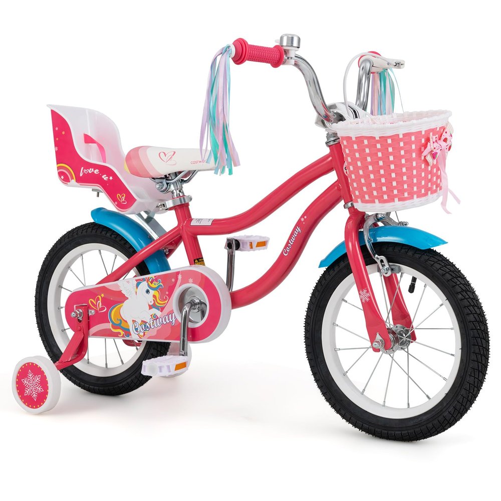 COSTWAY Girls Bike, Kids Bicycle, 14 Inch