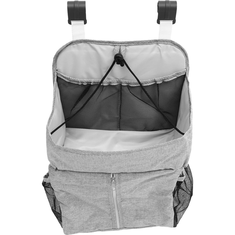 Abaodam Bed Organizer Diaper Storage Bag Crib Hanging Pouch Nursery Caddy with Gray Fabric Suitable for Cradle and Bedside Use