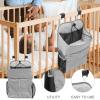 Abaodam Bed Organizer Diaper Storage Bag Crib Hanging Pouch Nursery Caddy with Gray Fabric Suitable for Cradle and Bedside Use view 3
