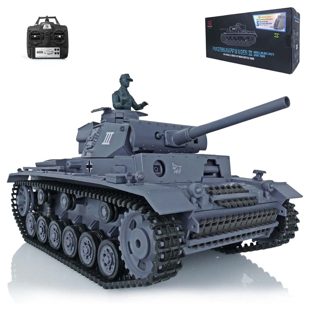 TOUCAN RC HOBBY US in Stock 2.4G Henglong 1/16 Scale 7.0 Plastic German Panzer III L RTR RC Tank Model 3848 BB Airsoft that Shooting BB Bullets