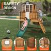 Fansafurn 9-in-1 Outdoor Playhouse with Slide & Sandbox - Natural Fir Playset for Kids Ages 3-10, Includes Play Kitchen, Growth Chart & Safety Rails view 3