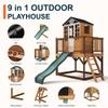 Fansafurn 9-in-1 Outdoor Playhouse with Slide & Sandbox - Natural Fir Playset for Kids Ages 3-10, Includes Play Kitchen, Growth Chart & Safety Rails view 4