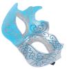 GETAJGHSD Masquerade Half Face Mask Silver Blue with Gold Glitter, Halloween Cosplay Party Mask Prop for Men and Women, Decorative Carnival Dress-up Accessory view 1