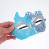 GETAJGHSD Masquerade Half Face Mask Silver Blue with Gold Glitter, Halloween Cosplay Party Mask Prop for Men and Women, Decorative Carnival Dress-up Accessory view 4