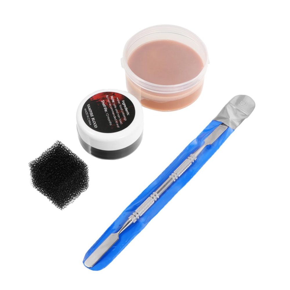 Abaodam Halloween Fake Wound Makeup Wax Set 4pcs Special Effects Skin Wax for Face Painting and Scars Creating, Halloween Costume Makeup Tool for Cosplay and Party Use