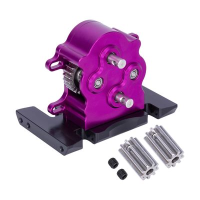 Aluminum Dual Transmission Dig Overdrive Gearbox with Delrin Skid for 1/10 RC Crawler LCG Cheater Rigs Capra SCX10 PRO Upgrade Remote-Controlled car Parts(Purple)