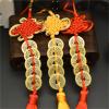 1pcs Chinese Manual Knot Fengshui Lucky Charms Ancient I Ching Copper Coins Mascot Prosperity Protection Good Fortune Home Car Decor Lunar New Year Decorations(RedKnotplu 7di Coins) view 3