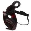 BESPORTBLE Halloween Red Horn Mask with Floral Detachable Design, Scary Half Face Bull Cosplay Headgear for Men, Masquerade Party and Costume Play view 1