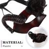 BESPORTBLE Halloween Red Horn Mask with Floral Detachable Design, Scary Half Face Bull Cosplay Headgear for Men, Masquerade Party and Costume Play view 3