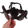BESPORTBLE Halloween Red Horn Mask with Floral Detachable Design, Scary Half Face Bull Cosplay Headgear for Men, Masquerade Party and Costume Play view 4