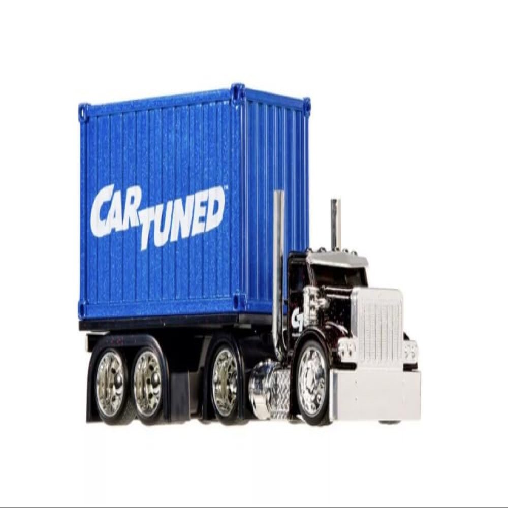 Diecast CarTuned Rigs Sneaky Peterbilt W/Container Blue Series 1