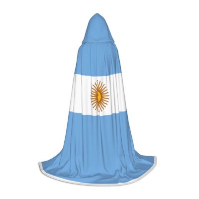 WBQLSL Hooded Cosplay Cape | Argentine flag Printed Medium - Role-Playing Stage Costume Prop