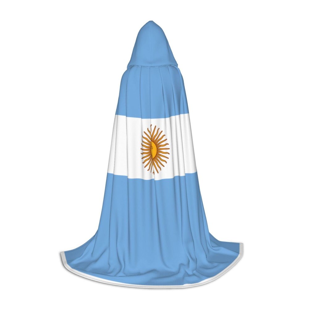 WBQLSL Hooded Cosplay Cape | Argentine flag Printed Medium - Role-Playing Stage Costume Prop