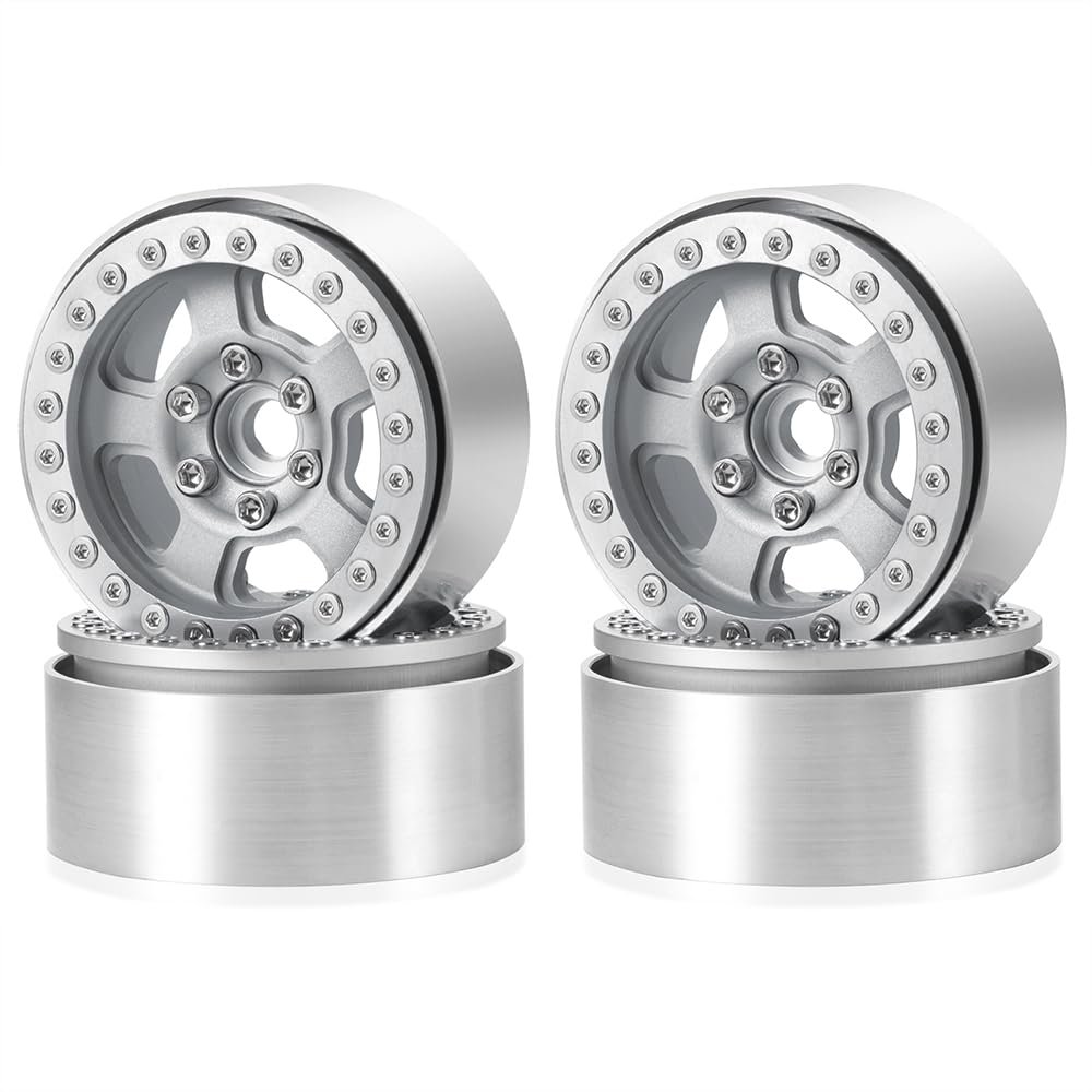 1.9inch Beadlock Wheel Rim Hub for 1/10 RC Crawler Car Axial SCX10 CC01 F350 D90 90034 TRX4 TRX6 Upgrade Parts Remote-Controlled car Parts(Titanium)