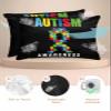 Promumeleft Cartoon Autism Pillow Cases Standard Size Set of 2, Lumbar Pillow Covers, Abstract Awareness Colorful Blocks Modern Satin Pillowcases with Zipper for Hair/Skin, 20x26 Inches view 2