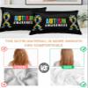 Promumeleft Cartoon Autism Pillow Cases Standard Size Set of 2, Lumbar Pillow Covers, Abstract Awareness Colorful Blocks Modern Satin Pillowcases with Zipper for Hair/Skin, 20x26 Inches view 4