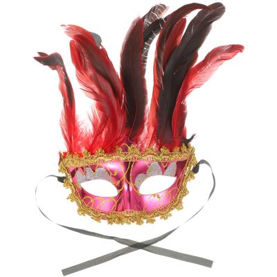 Milisten Venetian Masquerade Party Mask for Women Festival Cosplay Mask in Rose Red Prop for Halloween Mardi Gras Ball Festival Accessories