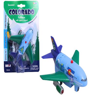 Daron Colorado Pullback Airplane Light & Sound Jet Toy with Electronic Take-Off, 4-Inch Plastic Aircraft for Kids Ages 3+