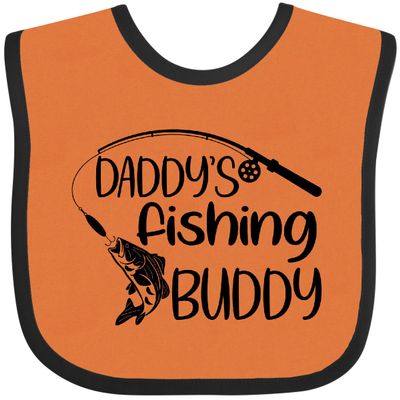 inktastic Daddy's Fishing Buddy Baby Bib Orange and Black 484f2