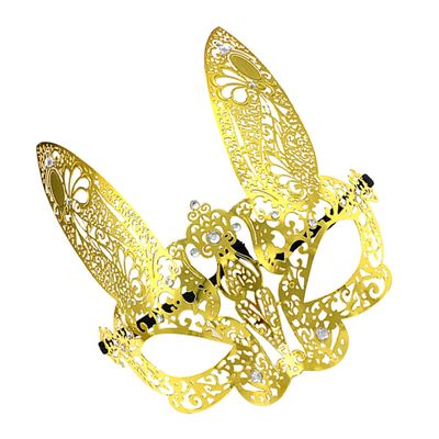 BESPORTBLE Masquerade Half Face Rabbit Mask for Women with Rhinestone Embellishment Gold Metal Costume Party Carnival Prom Supplies