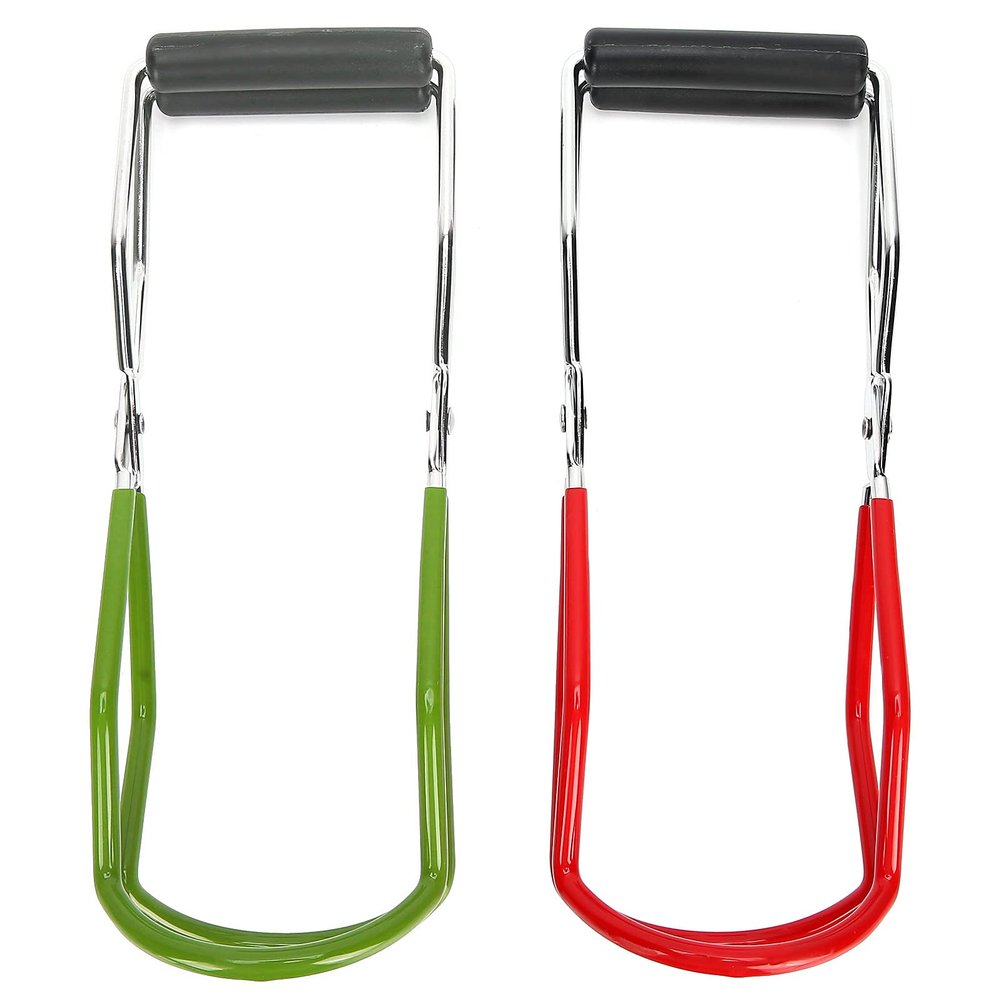 2PCS CANNING JAR LIFTER TONGS STAINLESS STEEL WIDE MOUTH FEEDING BOTTLE CLIP WITH GRIP HANDLE FOR HOME CANNING AND PRESERVING STURDY DURABLE EASY TO USE SAFE NON SLIP DESIGN