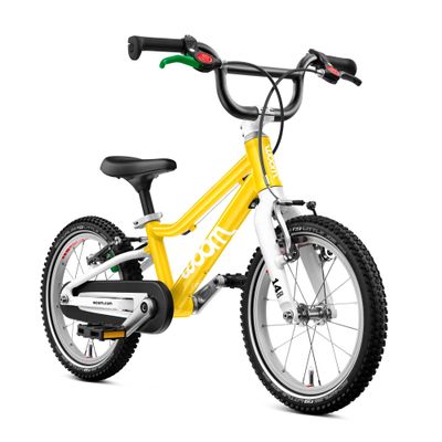 woom GO 2 Bicycle for Children 3 to 4.5 Years Old, 14-Inch Lightweight Bike with Handbrake, Steering Limiter & Chainguard for Boys & Girls - GO 2 - Vibrant Yellow