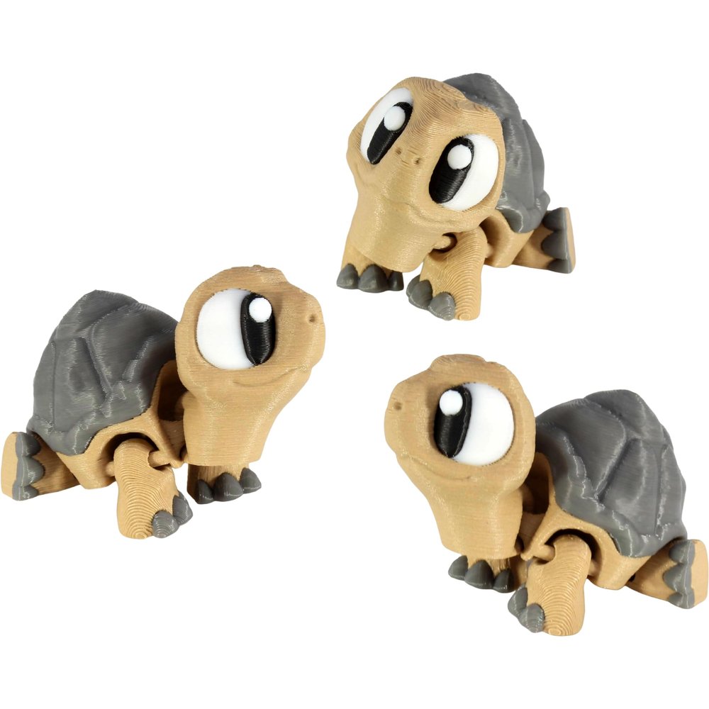 PowerTRC 3D Printed Articulated Tortoise Fidget Toy 3 Pack Flexible Cute Animal Desk Decor, Adult Fidget Collectible 3D Printed in USA