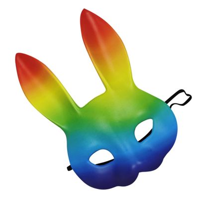 Uonlytech Rainbow Bunny Halloween Mask Pu Leather 3d Animal Masquerade Party Mask for Carnival, Cosplay, and Pride Parade Use