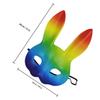 Uonlytech Rainbow Bunny Halloween Mask Pu Leather 3d Animal Masquerade Party Mask for Carnival, Cosplay, and Pride Parade Use view 2