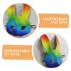 Uonlytech Rainbow Bunny Halloween Mask Pu Leather 3d Animal Masquerade Party Mask for Carnival, Cosplay, and Pride Parade Use view 3