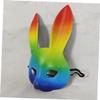 Uonlytech Rainbow Bunny Halloween Mask Pu Leather 3d Animal Masquerade Party Mask for Carnival, Cosplay, and Pride Parade Use view 4
