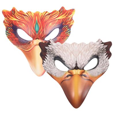 Abaodam 2pcs Decorative Bird Masks Set for Women White Feathered Eagle and Half Masks Masquerade Cosplay Carnival for Halloween Party Dress-up