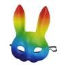 ARTIBETTER 3d Rainbow Bunny Mask Pu Leather Carnival Costume Mask for Women, Halloween Festival Prop, Cosplay Masquerade Accessory view 1