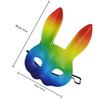 ARTIBETTER 3d Rainbow Bunny Mask Pu Leather Carnival Costume Mask for Women, Halloween Festival Prop, Cosplay Masquerade Accessory view 2