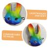 ARTIBETTER 3d Rainbow Bunny Mask Pu Leather Carnival Costume Mask for Women, Halloween Festival Prop, Cosplay Masquerade Accessory view 3
