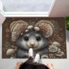 Creative Ideas Door Mat 20" x 32" Entryway Rug Machine Washable Non Slip Cute Little Mouse Doormat Soft Small Rug Low-Pile Thin Carpet for Kitchen Bedroom Bathroom, Burnt Orange view 2