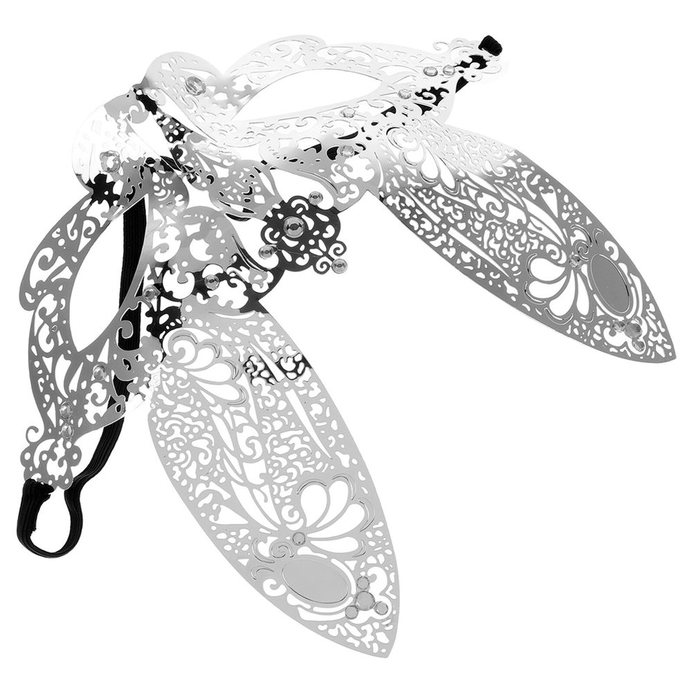 BESTonZON Rhinestone Silver Rabbit Half Face Mask for Party Supplies Carnival Prom Dress-up Accessory