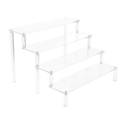 Abaodam Acrylic Display Stand 4-tier Organizer Rack for Collectible Figures and Dolls 30cm Length Multi-layer Storage Shelf for Display and Craft Collections