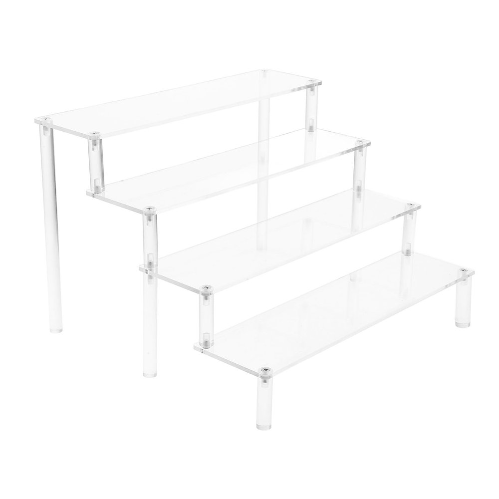 Abaodam Acrylic Display Stand 4-tier Organizer Rack for Collectible Figures and Dolls 30cm Length Multi-layer Storage Shelf for Display and Craft Collections