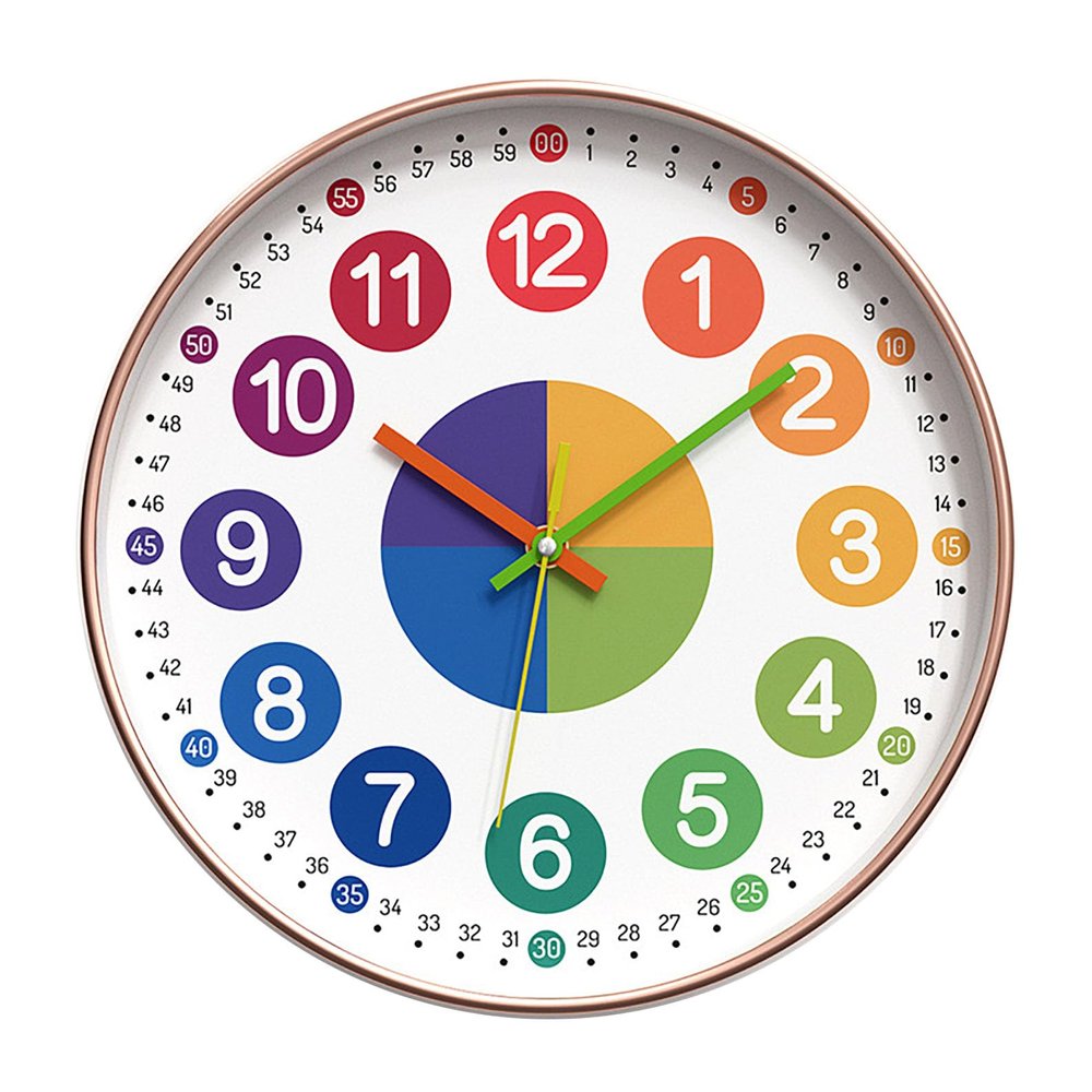 11.8" Telling Time Teaching Clock for Kids - Analog Educational Learning Clock for Classroom, Homeschool & Kids Room - Wall Clock with Labeled Hands & Quarters - Preschool & Kindergarten Essentials
