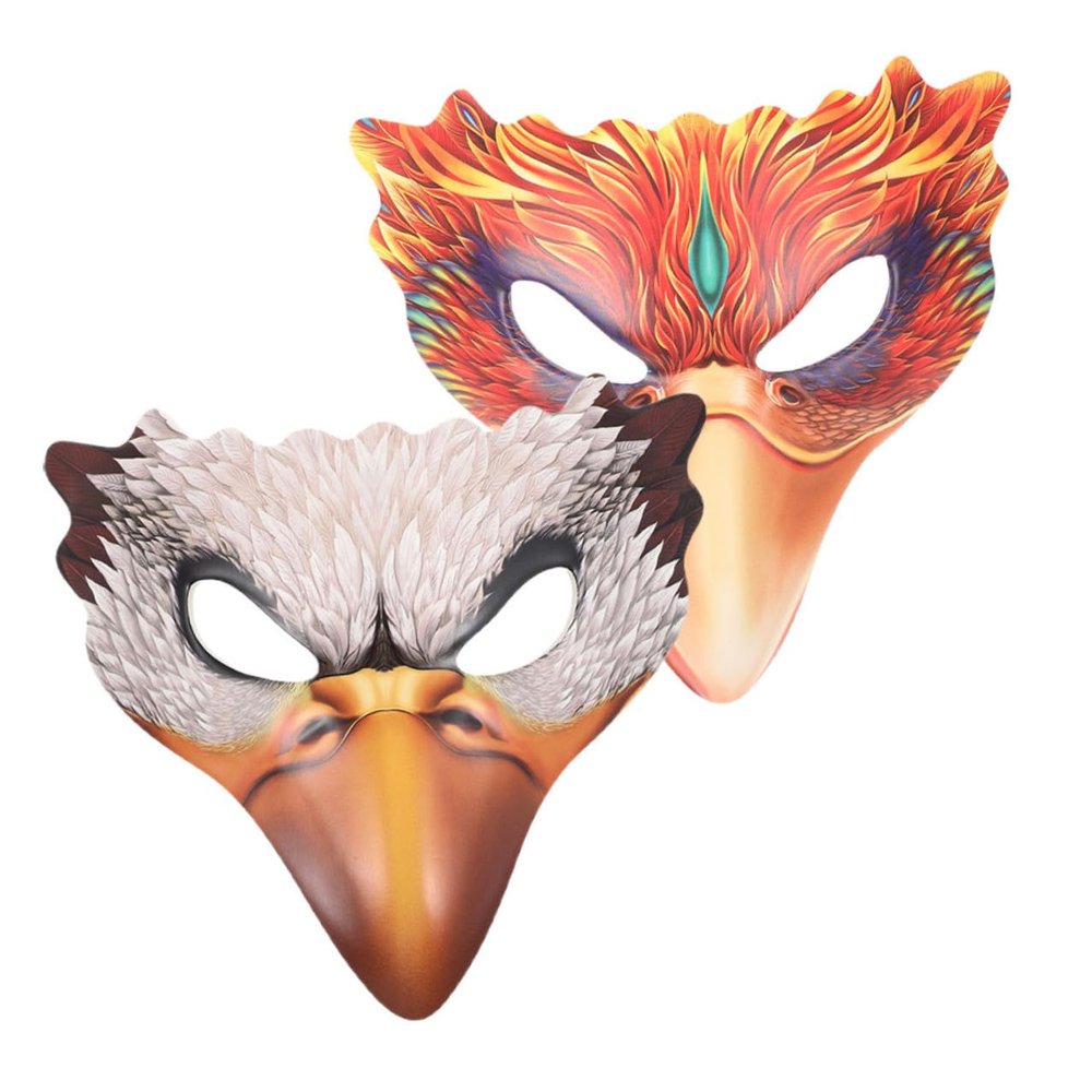GARVALON 2pcs Bird Half-face Masks for Women, and Fiery Mythical Bird Designs, Lightweight Carnival and Halloween Party Accessories, Cosplay and Masquerade Dress-up Set
