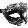ARTIBETTER Halloween Roman Warrior Half-face Mask Black Silver, Egypt Style Cosplay Photo Prop for Men, Unique Halloween Party Costume Accessory view 1